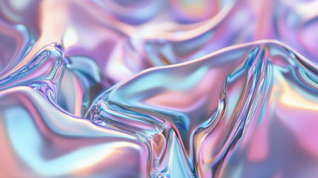 Glossy abstract texture of fluid pastel folds glows with dreamy reflections, ideal for design, digital art, and futuristic visual conceptsの素材