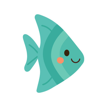 Stylized triangle-shaped teal fish with expressive eye, great for graphic underwater patterns and fun vector sea elementsのイラスト素材
