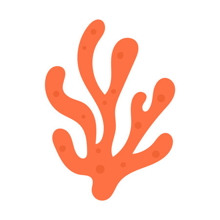 Bright coral branch with organic curves and bold red tones, perfect for ocean conservation graphics and marine biodiversity visualsのイラスト素材