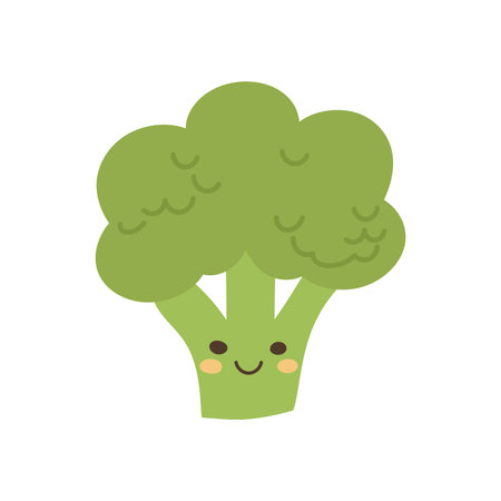 Broccoli cartoon illustration with vector food icon and design green isolated. Health nature garden...