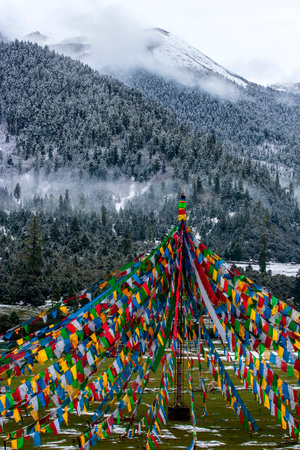 Innumerable are the wonderful mountain peaks which join the end of the skyの写真素材