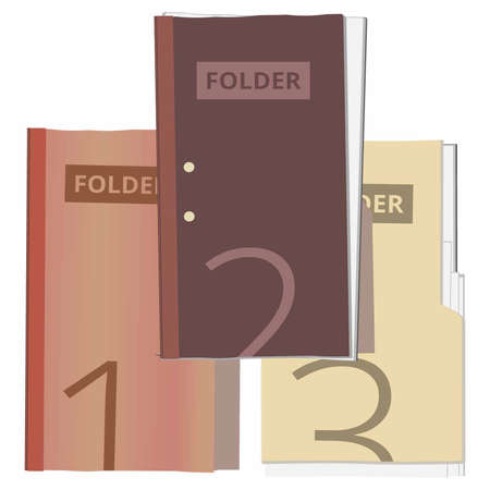 3 Used Folders. Realistic Vector Folders. Different Design Vector Folders. Brown Foldersのイラスト素材