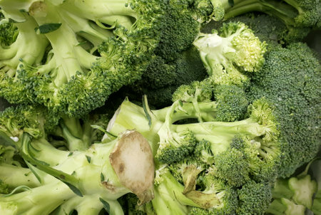 Group Of Broccoli, Close-up Broccoli Texture. Many Broccoli In A Group. Broccoli Pile On Farm Standの写真素材