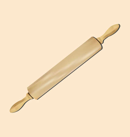 Realistic Wooden Kitchen Rolling Pin Made In Vectorのイラスト素材