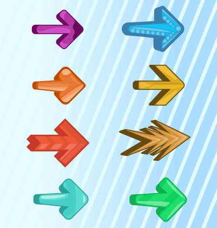 Colorful Arrows. Arrows Of Different Designs. Arrows For Games, Apps Or Web Pages. UI-Hud Elementのイラスト素材