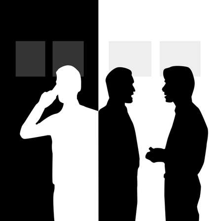 Silhouettes Of People Talking And A Person Talking On The Phoneのイラスト素材