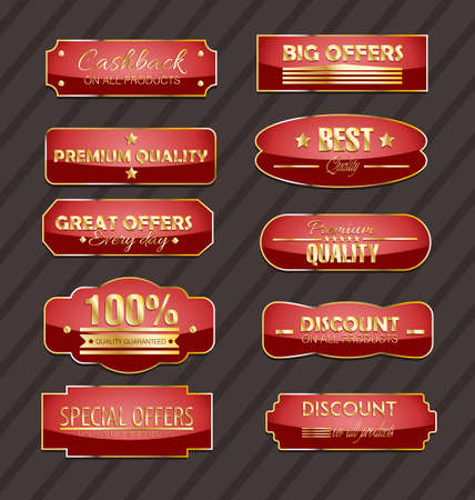 Set Of Red Labels-Badges For Product Promotions And Discountsのイラスト素材
