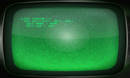SIlver Old Green Computer Terminal Screen. Old Tv Green Widescreen Filter. Retro CRT Terminal Screen