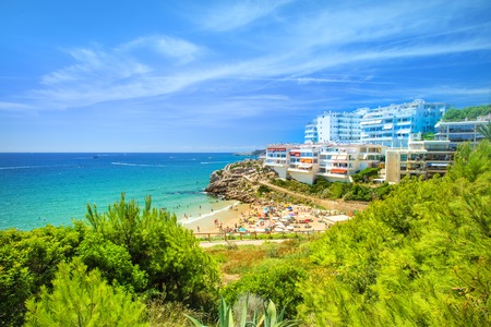 Spanish costa dorada resort in summer. Beautiful beaches and sea bays on Spain coastline.の写真素材