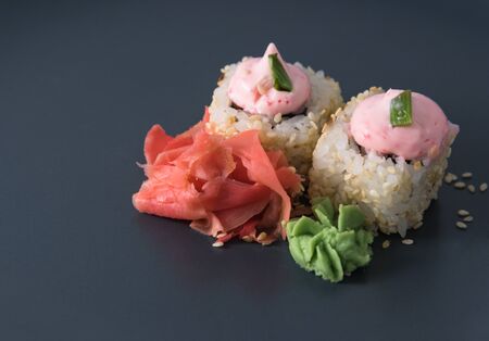 Rolls with ginger and wasabiの写真素材