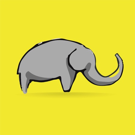 Abstract elephant logotype isolated on yellow backgroundのイラスト素材