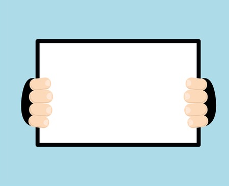 Abstract vector illustration with hands holding paper sheetのイラスト素材