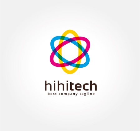 Abstract colored circles vector logo icon concept. Logotype template for branding and corporate designの写真素材