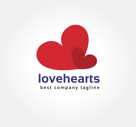 Abstract two hearts vector icon concept. template for branding and corporate designの写真素材
