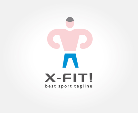Abstract vector fitness man icon concept. template for branding and corporate designの写真素材