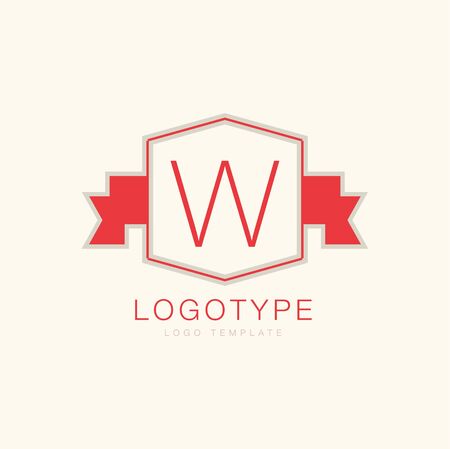 Abstract vector W vintage logo design elements set. Arrows, labels, ribbons, symbols. Vector illustrationのイラスト素材