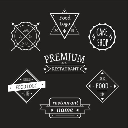Abstract vector vintage logo design elements set. Arrows, labels, ribbons, symbols. Vector illustrationのイラスト素材