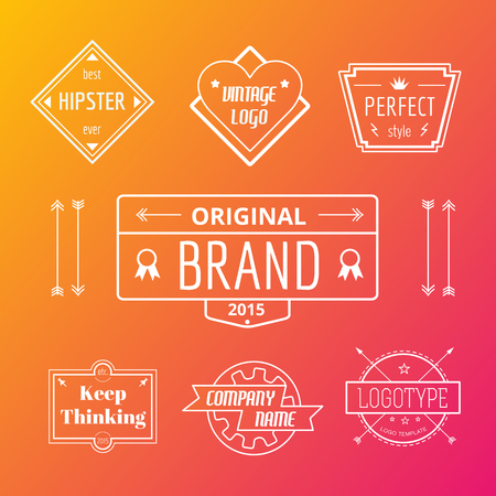 Abstract vector vintage logo design elements set. Arrows, labels, ribbons, symbols. Vector illustrationのイラスト素材