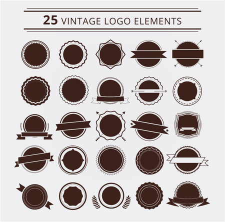 Design elements. Vintage retro style. Arrows, labels, ribbons, symbols. Editable vector illustration.のイラスト素材