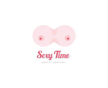 Boobs icon, love, adult content, sex shop, bra and body. Stock illustration for design. Abstract vector  element.のイラスト素材