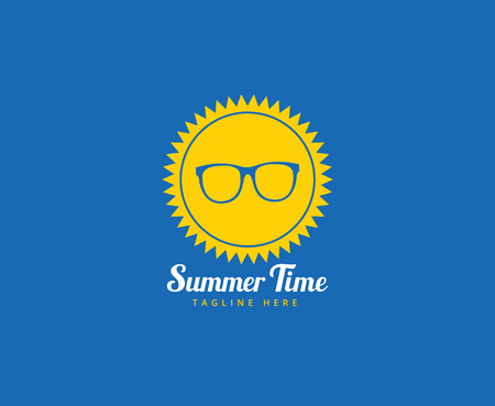 Abstract vector  element. Sun, summer time, glasses and holiday. Stock illustration for designのイラスト素材