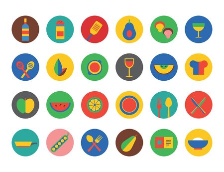 Kitchen Food Icons Set. のイラスト素材