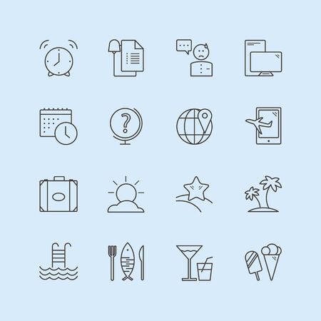 Summer vector logo icons set. Sea, travel or holiday and sea symbol. Stocks design elements.のイラスト素材