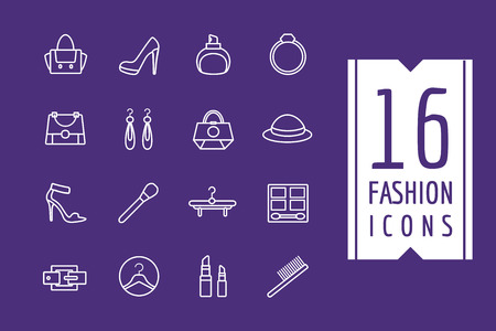 Fashion e-commerce icons set. Shopping symbols. Interface elements Stock illustration.のイラスト素材