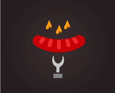 Barbecue and Food. Outdoor, Kitchen or Meat symbols. Stock design element.のイラスト素材