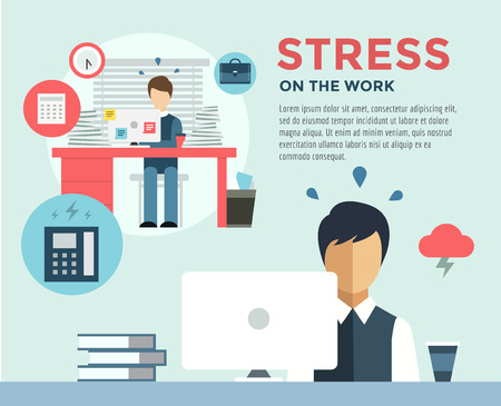 New Job after Stress Work infographic. Students, Stress, Clerk and Professions.のイラスト素材