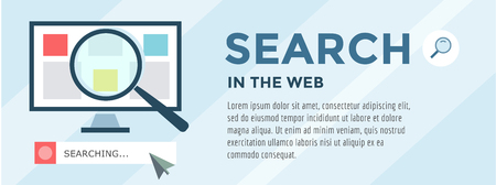 Search Information. objects for infographic. Optimisation, Web, Browser and Computer. Stock illustration designのイラスト素材