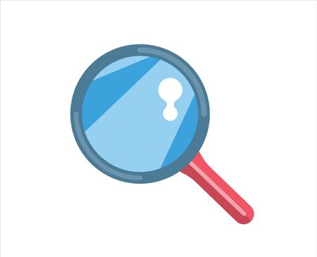 Flat loupe icon. Search, zoom or look, optic and optimization tool object. Stock design element.のイラスト素材
