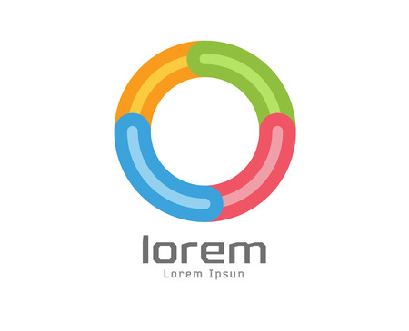 Abstract colored O vector icon. Isolated on white background. Circle, colored, shape, globe, abstract, web, flow, minimal, modern. Company logo. Identity and branding designのイラスト素材