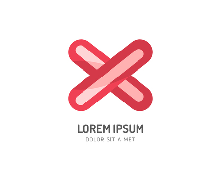 Abstract cross vector icon. Isolated on white background. Train, cross, check, mark, checkmark, correct, flat, survey, yes, poll, form, no. Company logo. Identity and branding designのイラスト素材