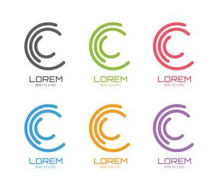 Vector c logo template. Abstract arrow shape and symbol, icon or creative, idea, flow. Stock illustration. Isolated on white backgroundのイラスト素材