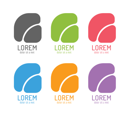 Vector square abstract logo template set. Square shape and symbol, icon, creative, idea, flow, box, glossy. Company logo. Vector icon. Stock illustration. Isolated on whiteのイラスト素材