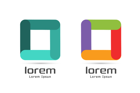 Vector square abstract logo template. Shape and symbol, icon, creative idea or flow, glossy box. Company logotype. Stock illustration icon.のイラスト素材