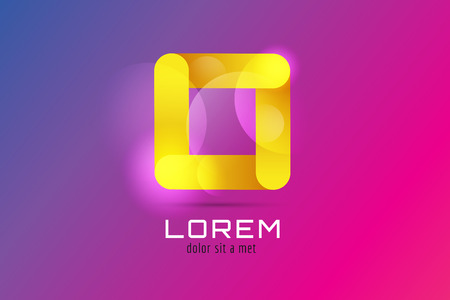 Vector square abstract logo template. Corner geometric and symmetric symbol, trendy icon, creative idea or glossy button. Company logotype. Stock illustration iconのイラスト素材