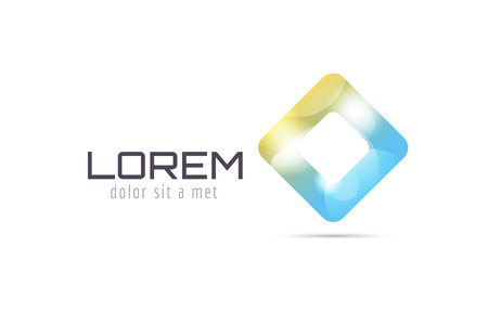 Vector square abstract logo template. Corner geometric and symmetric symbol, trendy icon, creative idea or glossy button. Company logotype. Stock illustration iconのイラスト素材