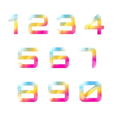 Vector 1-10 numbers font template. Count letters and sign design, school, creative icons or element, paper, arrows, glossy. Stock illustration. Design elementsのイラスト素材