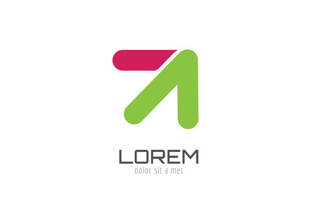 Vector arrow abstract logo template. Up, cursor icon, creative idea, arrowheads marker and dynamic or moving. Company identity. Stock illustrationのイラスト素材