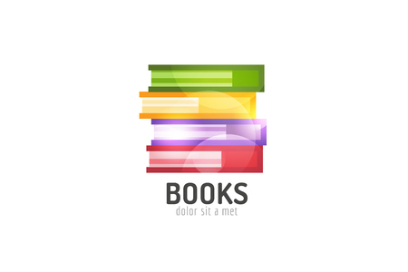 Book template logo icon. Back to school. Education, university, college symbol or knowledge, books stack, publish, page paper. Design element. Isolated on whiteのイラスト素材