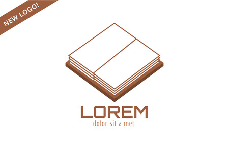Book open template logo icon. Back to school. Education, university, college symbol or knowledge, books stack, publish, page paper. Design element. Isolated on whiteのイラスト素材