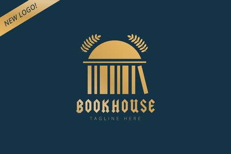 Book house template logo icon. Back to school. Education, university, college symbol or knowledge, books stack, publish, page paper. Design elementのイラスト素材
