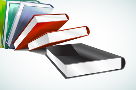 Book 3d vector illustration isolated on white. Back to school. Education, university, college symbol or knowledge, books stack, publish, page paper. Design elementのイラスト素材