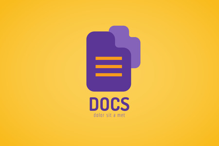 Abstract document template logo icon. Back to school. Education, university, college symbol or knowledge, book, publish, page paper. Design element. Isolated on yellowのイラスト素材