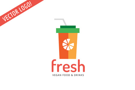 Vegan eco soup pack logo icon. Nature product, food symbol or vitamin, hot fastfood, green, vegetables. Design element. Isolated on whiteのイラスト素材