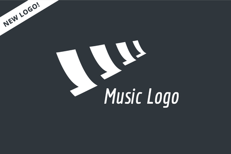 Abstract music piano keys logo icon. Melody, classic, note symbol or paper, book, song. Design element. Isolated on whiteのイラスト素材