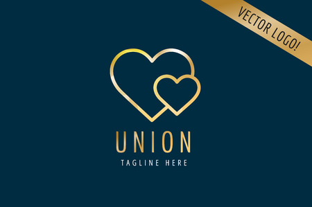Heart Icon vector logo template. Love, health, doctor or relations, wedding, foundation, gold symbols. Stock design elementのイラスト素材