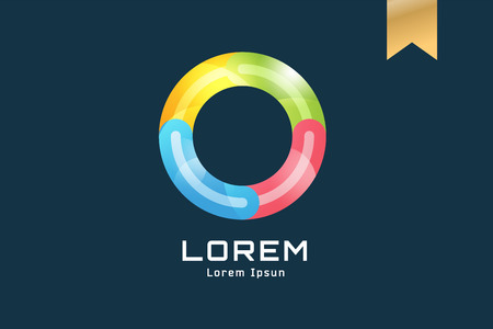 Vector circle abstract logo template. Round shape and infinity loop symbol, icon, creative idea or flow, lines. Company logotype. Stock illustrationのイラスト素材